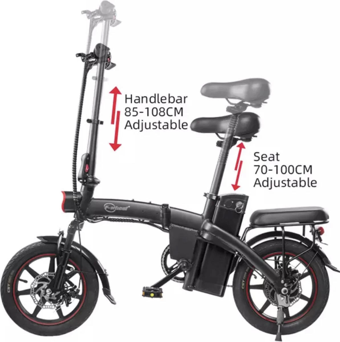 F-Wheel DYU A5 - Elektrische Vouwfiets - E Bike - 14 Inch - 7.5 Ah - 25km/u - Zwart - Afbeelding 3