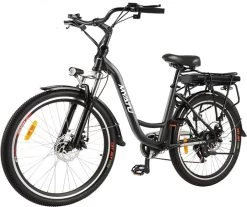 Myatu E-Bike Voor Heren En Dames Lage Instap Met 45 Cm Aluminium Frame, 6 Versnellingen, 250 Wh Afneembare Lithium Batterij 40-80 Km Range, Trekking Ebike Met 1.95 X 26 Inch Wiel (Zwart, Urban)