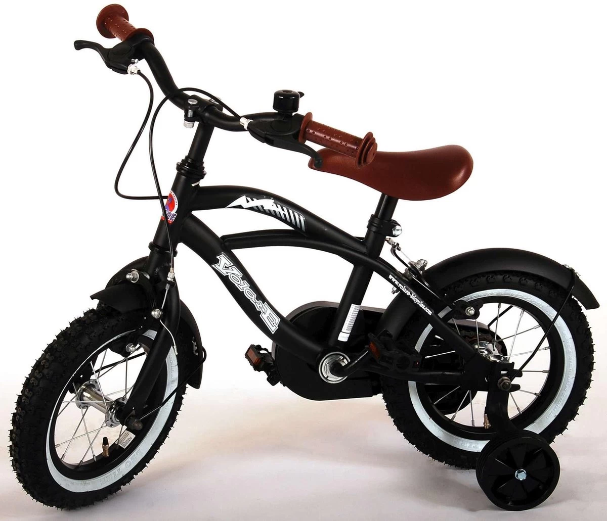 Volare Black Cruiser Kinderfiets - Jongens - 12 Inch - Zwart - 2 Handremmen - Afbeelding 6