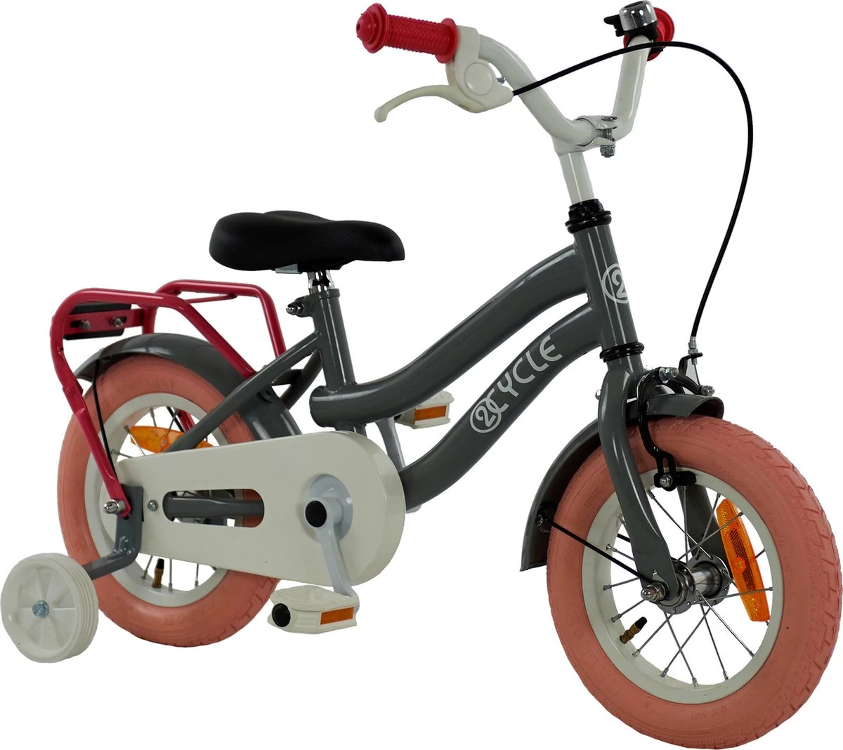 2Cycle Pretty - Kinderfiets - 12 Inch - Grijs-Roze - Meisjesfiets - Afbeelding 3