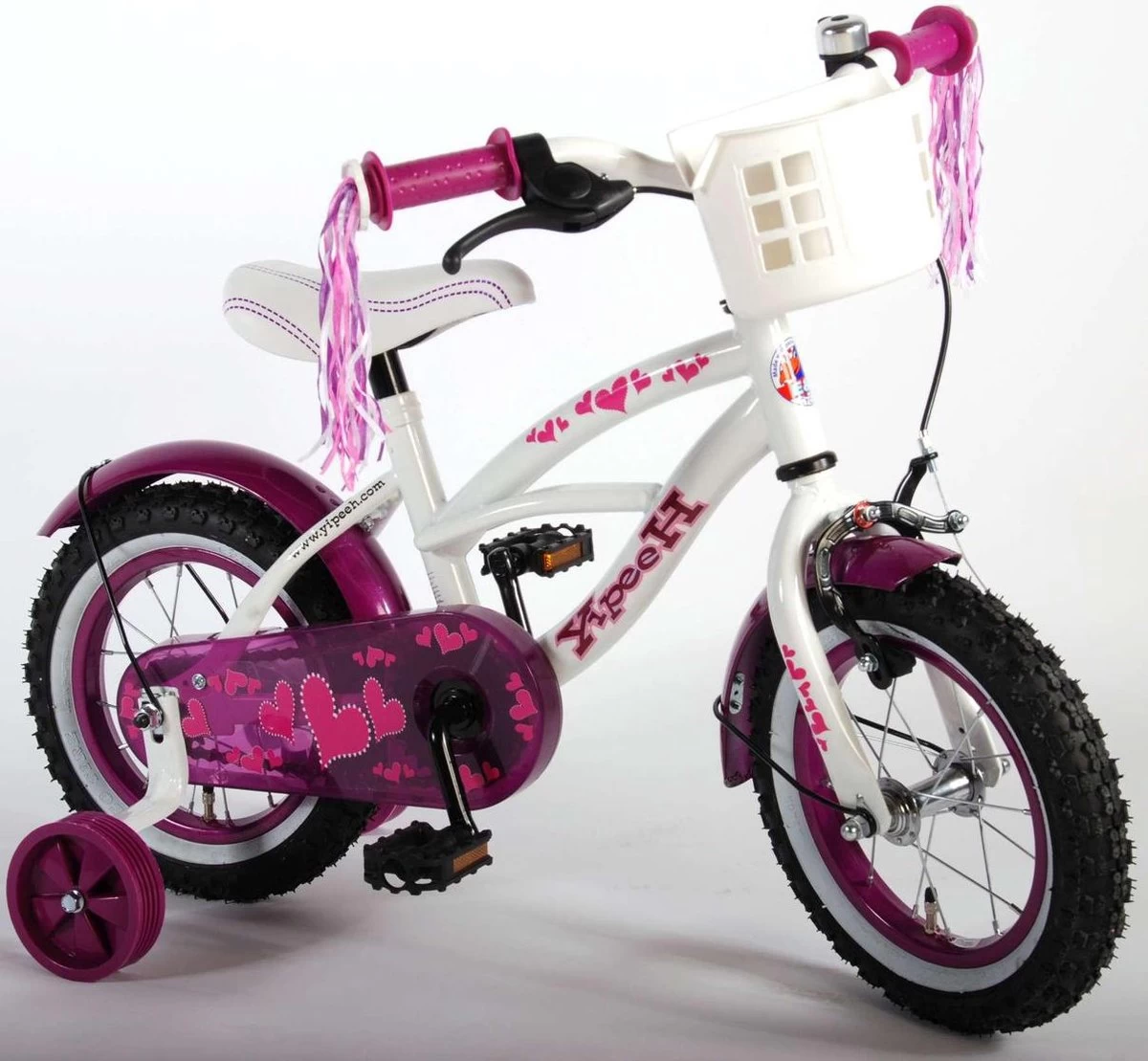Volare Heart Cruiser Kinderfiets - Meisjes - 12 Inch - Wit Paars - Afbeelding 10