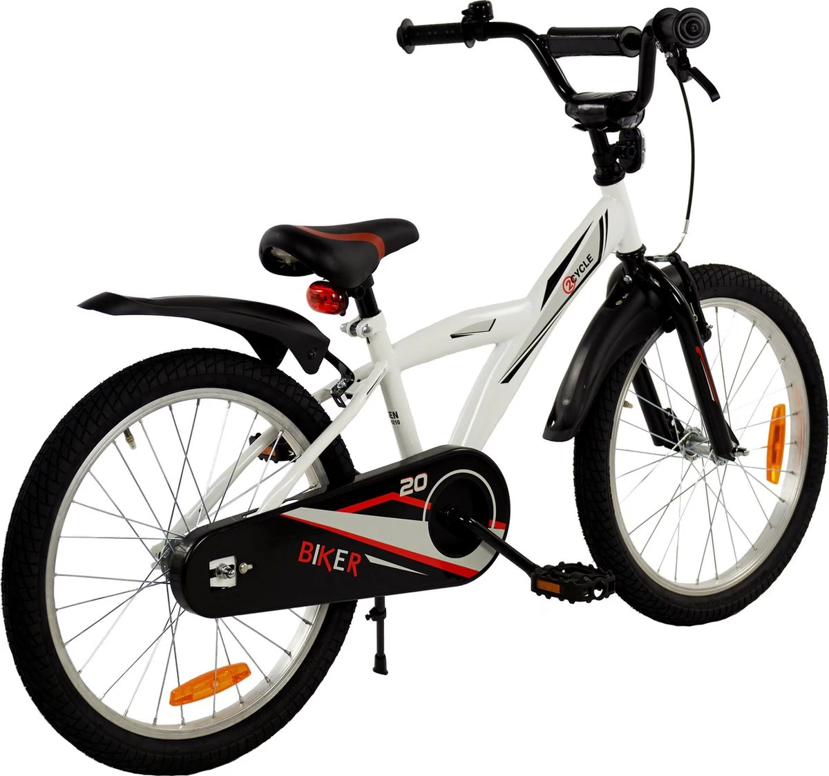 2Cycle Biker Kinderfiets - 20 Inch - Wit - Jongensfiets - Afbeelding 3