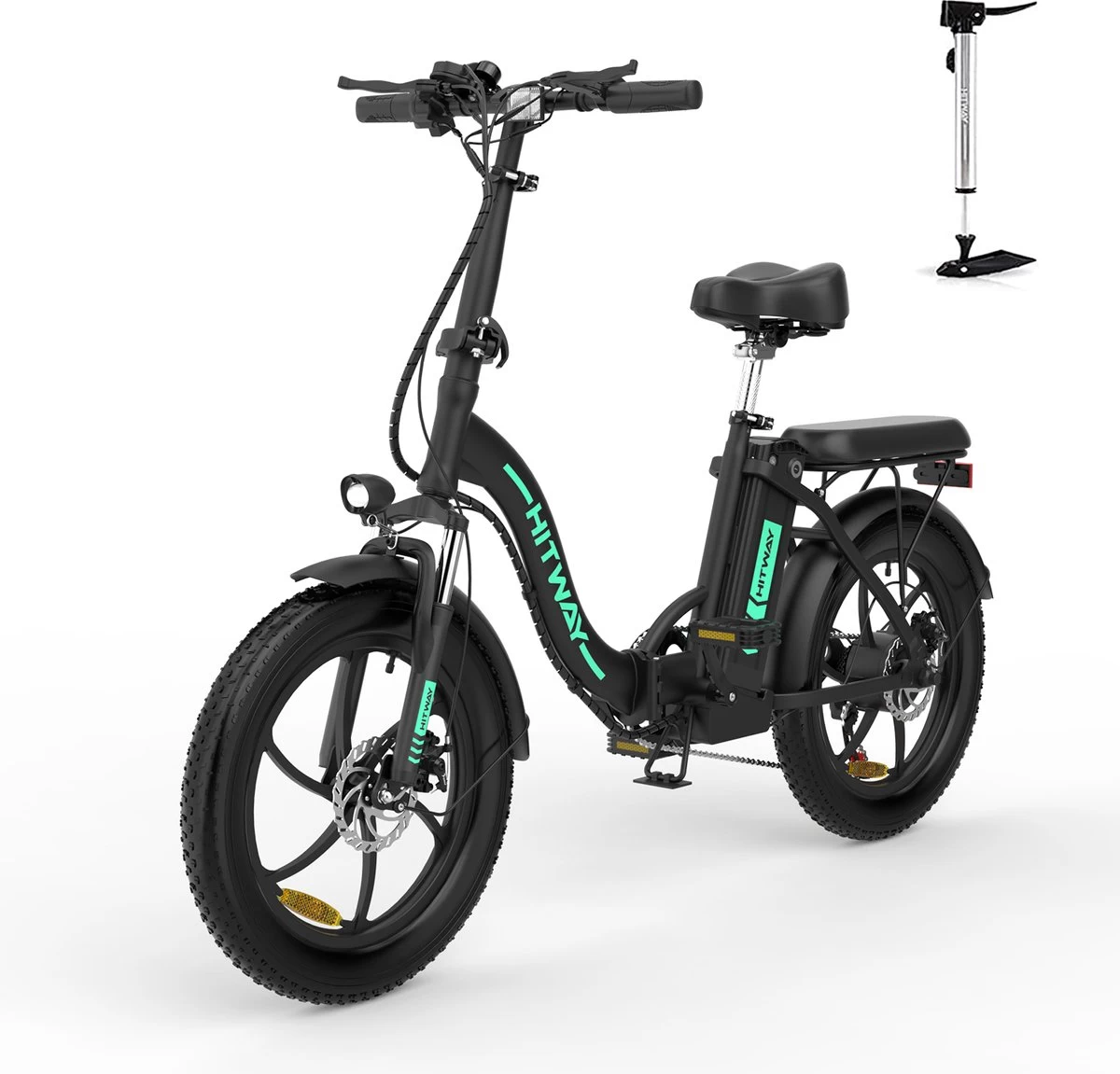 HITWAY Elektrische Fiets - E-Bike - 20 Inch- Fatbike - 250 W- Shimano 7 Versnellingen - Afbeelding 2