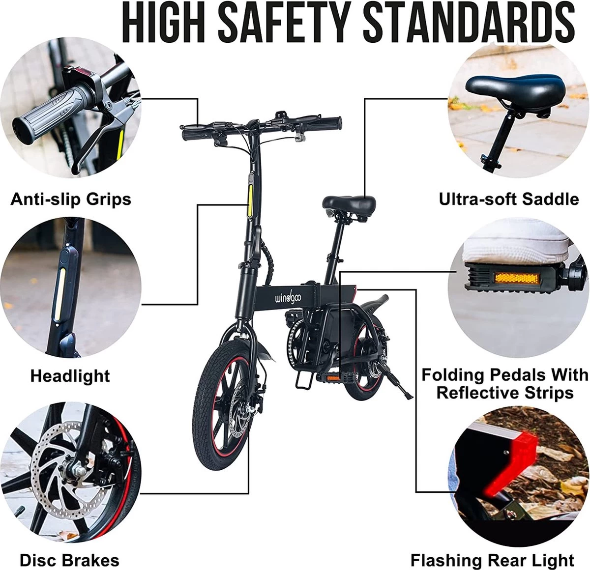 Windgoo B20 V2 - Smart E Bike - APP IOS Android - Elektrische Vouwfiets Zonder Gashandel - 250W - 14 Inch - 25 KM/H - Zwart - Afbeelding 12