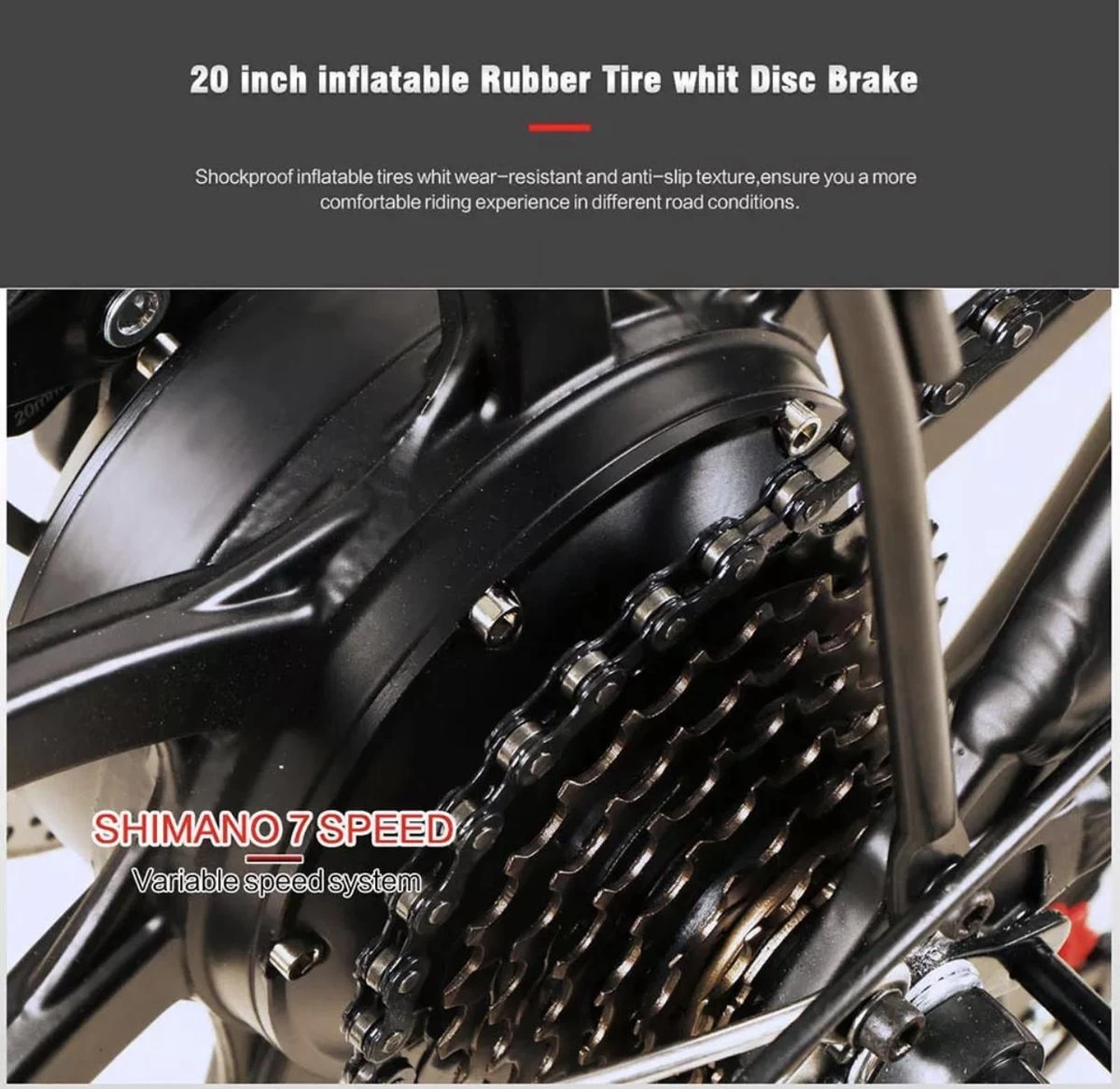 Samebike Elektrische Vouwfiet - Shimano 7 Speed Derailleur - 48V/ 10Ah Lithium Batterij - Aluminium -sportief/modern - 35km/u - Wit - Afbeelding 3