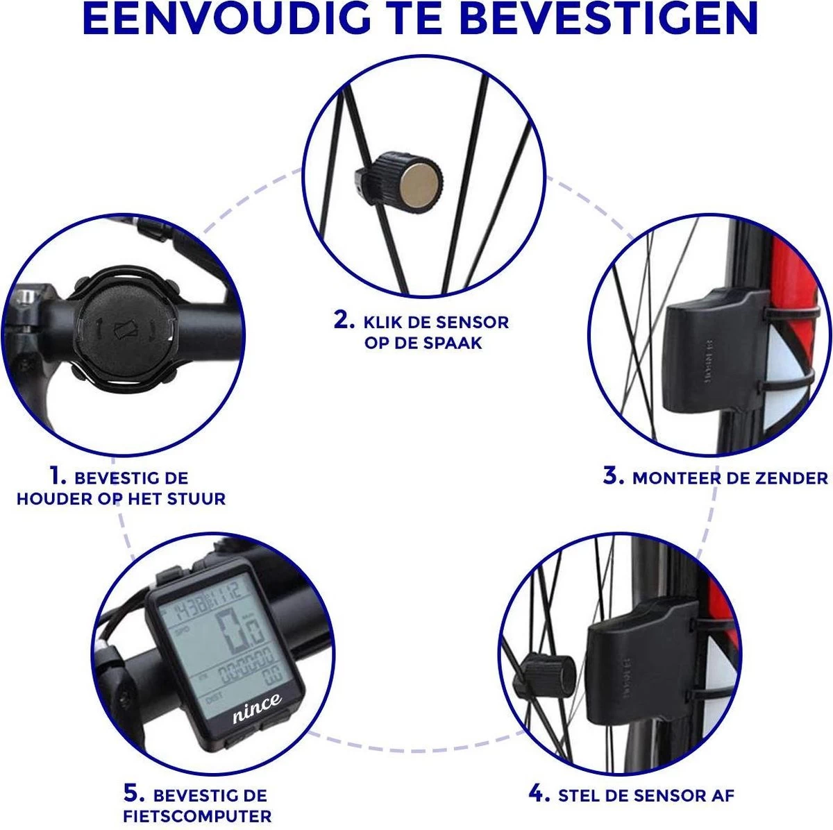Nince Draadloze Fietscomputer Van Hoge Kwaliteit 2022 Model - Fiets Computer Draadloos Waterdicht - Afbeelding 4