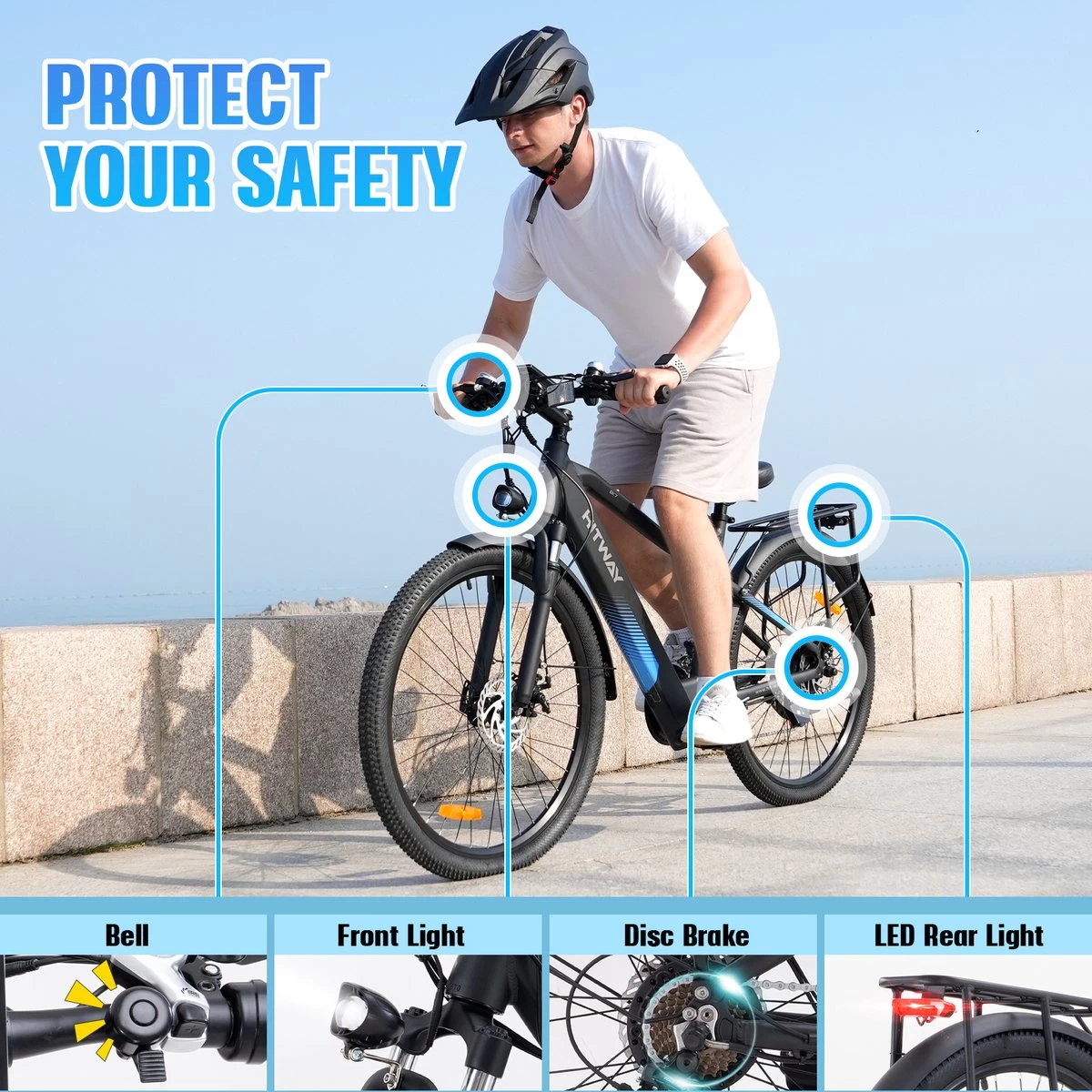 Hitway Elektrische Fiets Off-Road | Electric Mountain Bike | E-bike | 250W Motor | 26 Inch | Zwart - Afbeelding 2