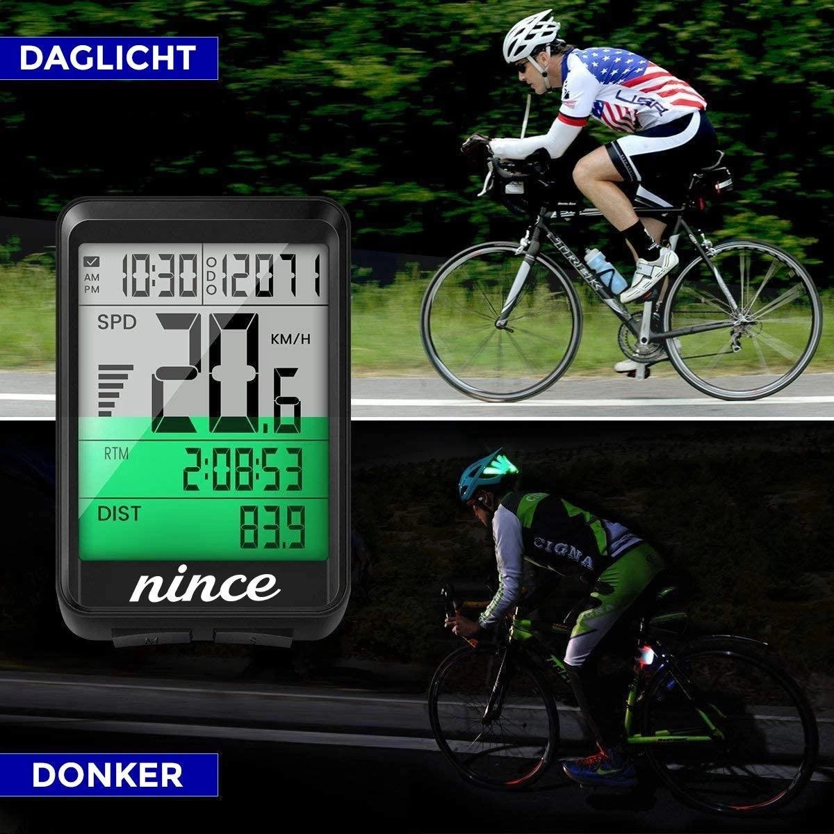 Nince Draadloze Fietscomputer Van Hoge Kwaliteit 2022 Model - Fiets Computer Draadloos Waterdicht - Afbeelding 5