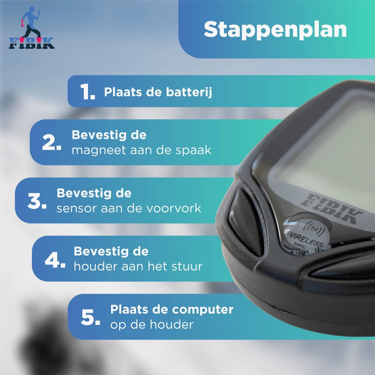 Fibik Draadloze Fietscomputer - Kilometerteller - Draadloos - Waterdicht - Automatisch Verlicht Scherm - Afbeelding 7