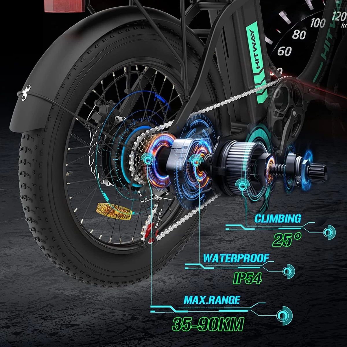 HITWAY E Bike Fat Tire Urban Opvouwbare Elektrische Fiets, 20 Inch, 250W/36V/11,2Ah Batterij Voor Heren En Dames - Afbeelding 3