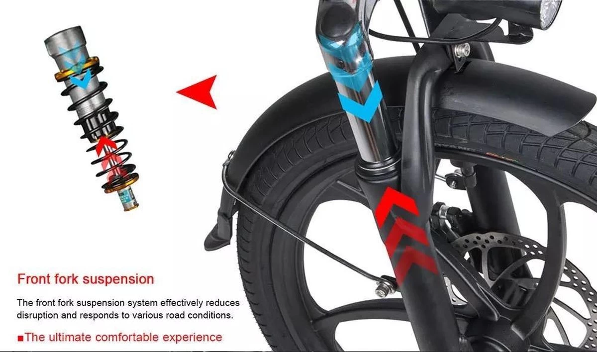 Samebike Elektrische Vouwfiet - Shimano 7 Speed Derailleur - 48V/ 10Ah Lithium Batterij - Aluminium -sportief/modern - 35km/u - Wit - Afbeelding 14