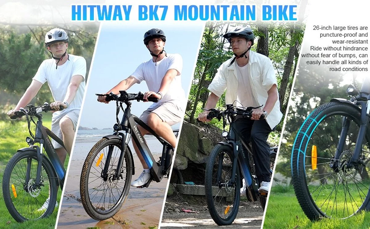 HITWAY 26" Elektrische Mountainbike, 35-70KM Power Assist-fietsen Voor Mannen En Vrouwen, 48V/7,5Ah/250W Krachtige E-bike - Afbeelding 7