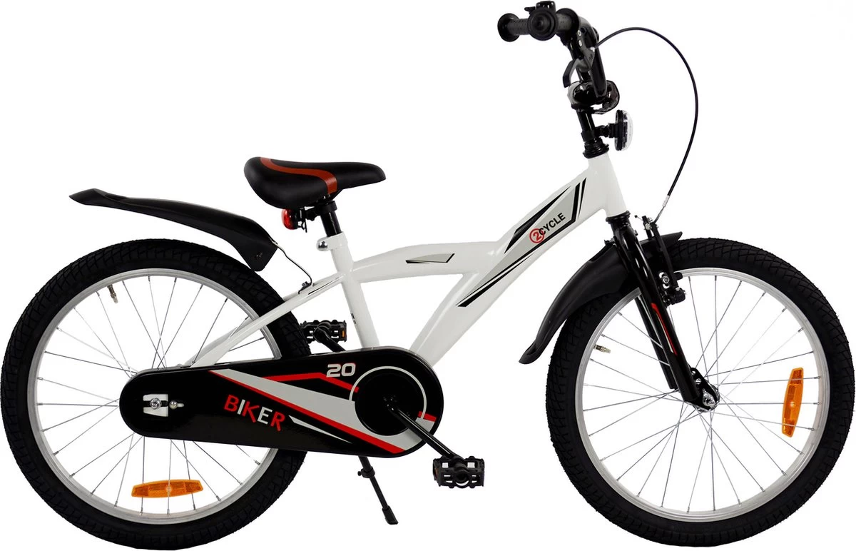 2Cycle Biker Kinderfiets - 20 Inch - Wit - Jongensfiets - Afbeelding 5