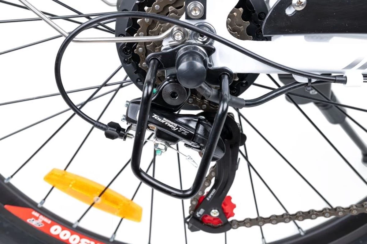 Myatu E-Bike Heren En Dames Lage Instap Met 45 Cm Aluminium Frame, 6 Versnellingen, 250 Wh Afneembare Lithium Batterij 40-80 Km Range, Trekking Ebike Met 1.95 X 26 Inch Wiel (Wit, Urban) - Afbeelding 3