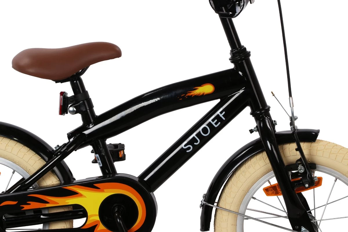 SJOEF Cruise Jongensfiets 14 Inch - Zwart - Afbeelding 3
