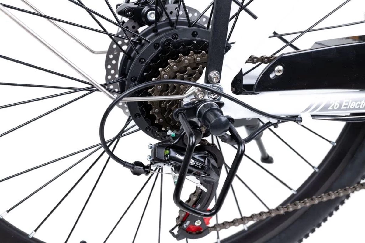 Myatu E-Bike Voor Heren En Dames Lage Instap Met 45 Cm Aluminium Frame, 6 Versnellingen, 250 Wh Afneembare Lithium Batterij 40-80 Km Range, Trekking Ebike Met 1.95 X 26 Inch Wiel (Zwart, Urban) - Afbeelding 3