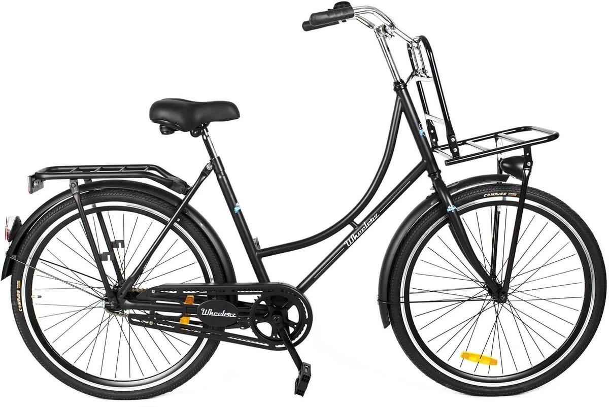 Wheelerz Omafiets Classic Eco 26 Inch Matzwart | Inclusief Voordrager