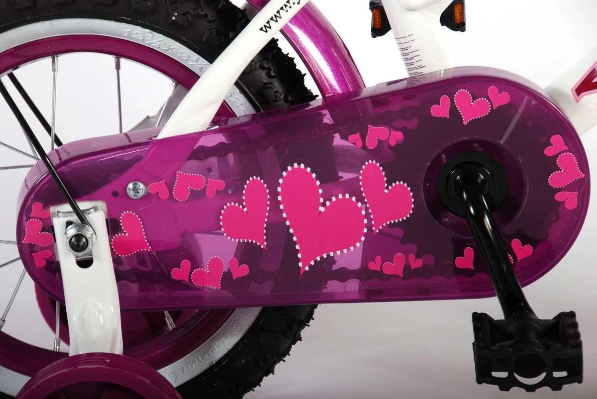 Volare Heart Cruiser Kinderfiets - Meisjes - 12 Inch - Wit Paars - Afbeelding 12