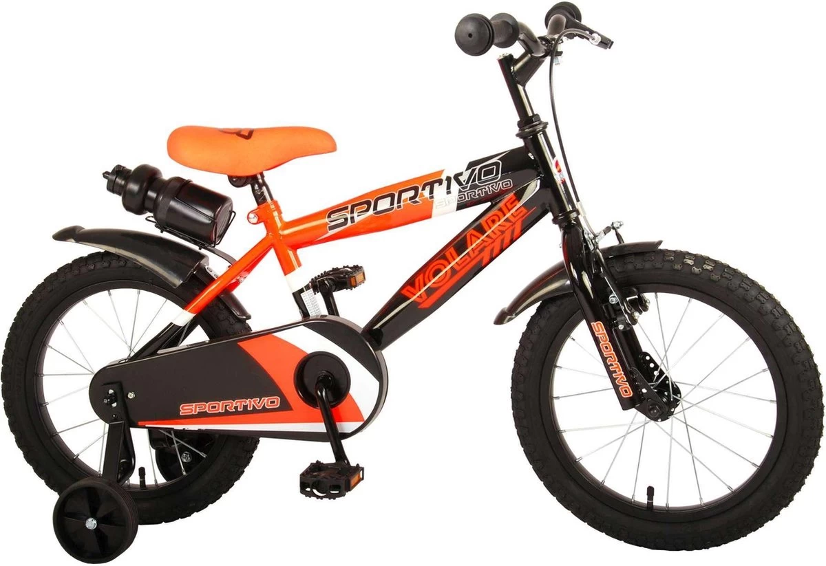 Volare Sportivo Kinderfiets - Jongens - 16 Inch - Neon Oranje Zwart - 95% Afgemonteerd - Afbeelding 2