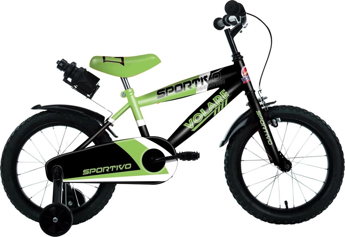 Volare Sportivo Kinderfiets - Jongens - 16 Inch - Neon Groen Zwart - 95% Afgemonteerd - Afbeelding 4