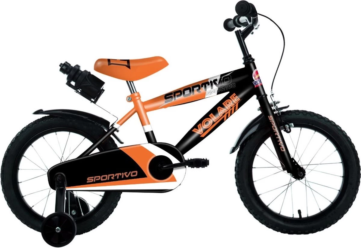 Volare Sportivo Kinderfiets - Jongens - 14 Inch - Neon Oranje/Zwart - 95% Afgemonteerd - Afbeelding 4