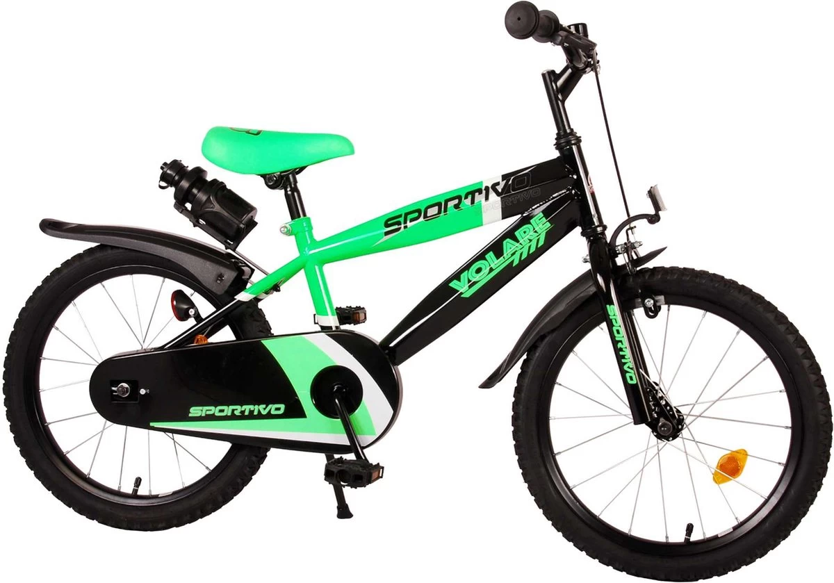 Volare Sportivo Kinderfiets - Jongens - 18 Inch - Neon Groen Zwart - 95% Afgemonteerd - Afbeelding 10