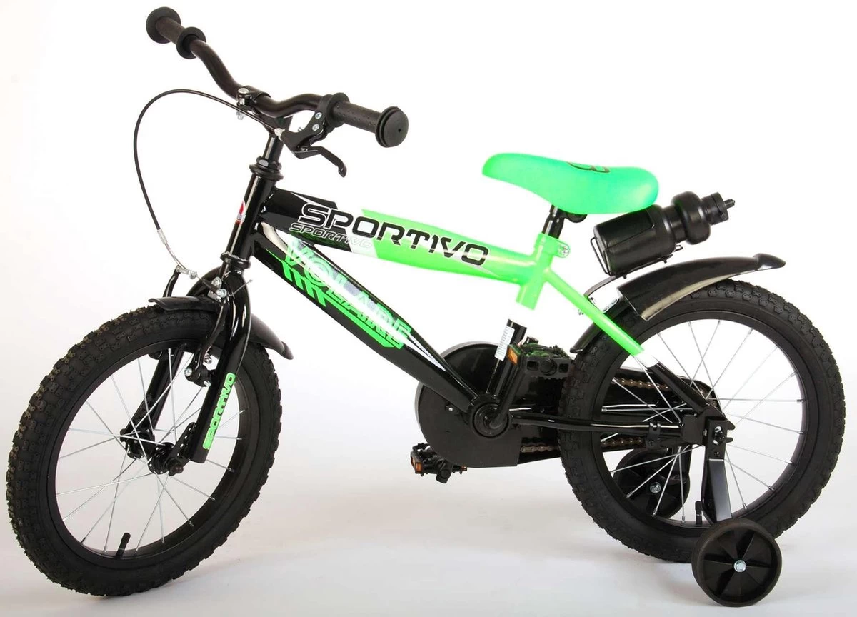 Volare Sportivo Kinderfiets - Jongens - 16 Inch - Neon Groen Zwart - 95% Afgemonteerd - Afbeelding 12
