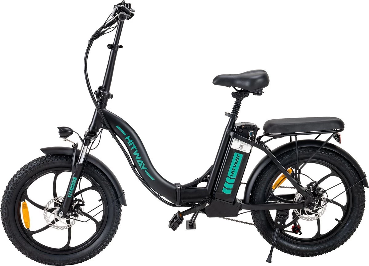 Hitway BK6 Elektrische Fiets | Opvouwbare E-bike | 20 Inch Fat Tire | 350W Motor | 10Ah | Zwart/Groen - Afbeelding 7