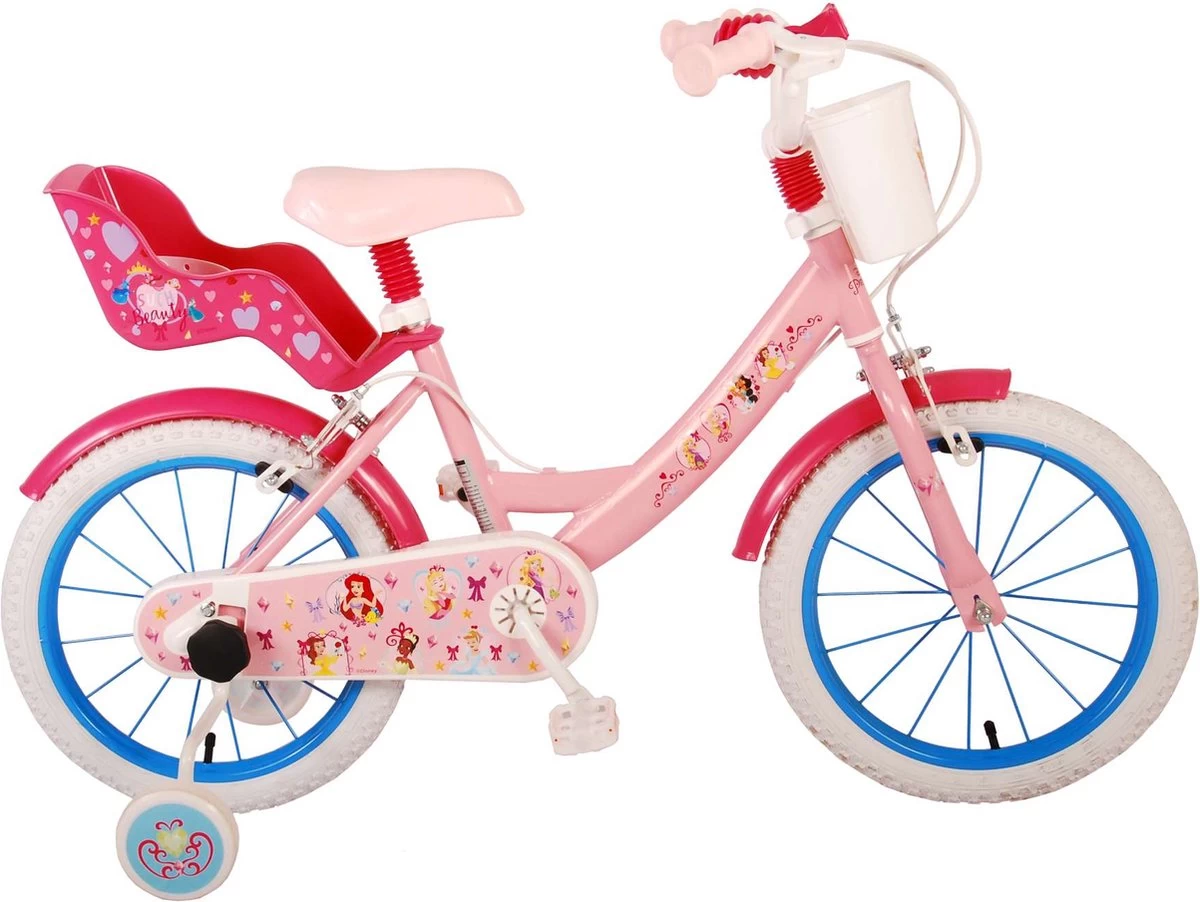 Volare Disney Princess Kinderfiets - Meisjes - 16 Inch - Roze Blauw - Twee Handremmen - Afbeelding 6