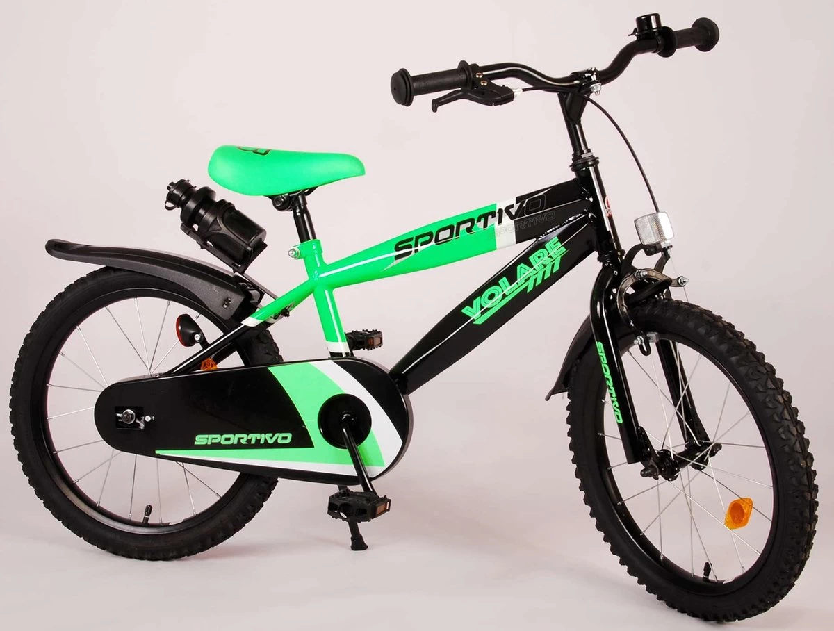 Volare Sportivo Kinderfiets - Jongens - 18 Inch - Neon Groen Zwart - 95% Afgemonteerd - Afbeelding 3