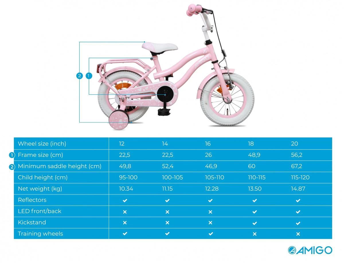 Amigo Lovely Meisjesfiets - Kinderfiets 14 Inch - Roze - Afbeelding 11
