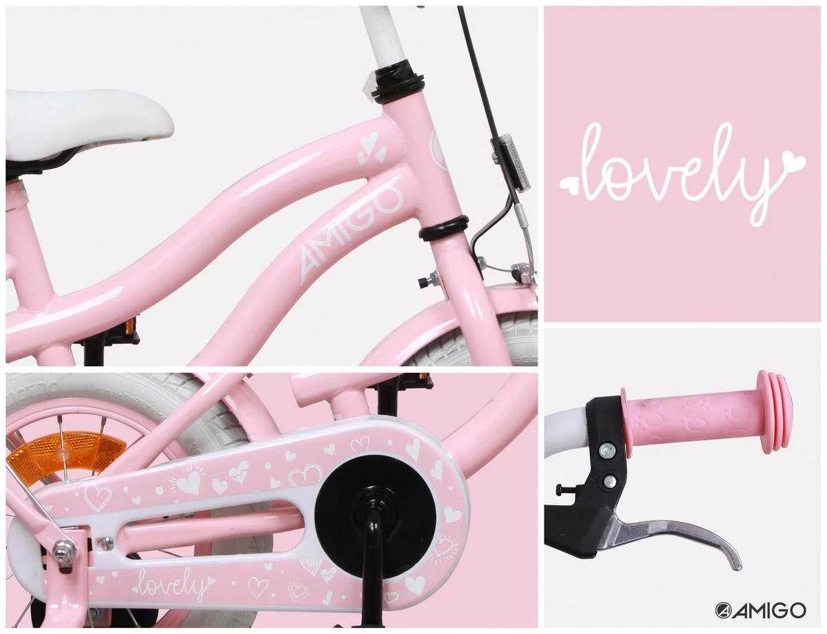 Amigo Lovely Meisjesfiets - Kinderfiets 14 Inch - Roze - Afbeelding 12