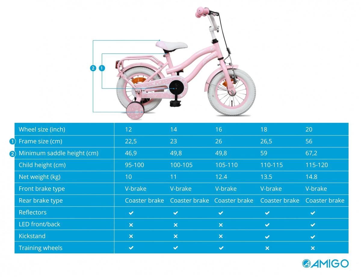Amigo Lovely Meisjesfiets - Kinderfiets 14 Inch - Roze - Afbeelding 13