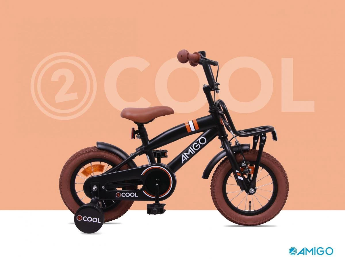 Amigo 2Cool Jongensfiets - Kinderfiets 12 Inch - Matzwart - Afbeelding 9