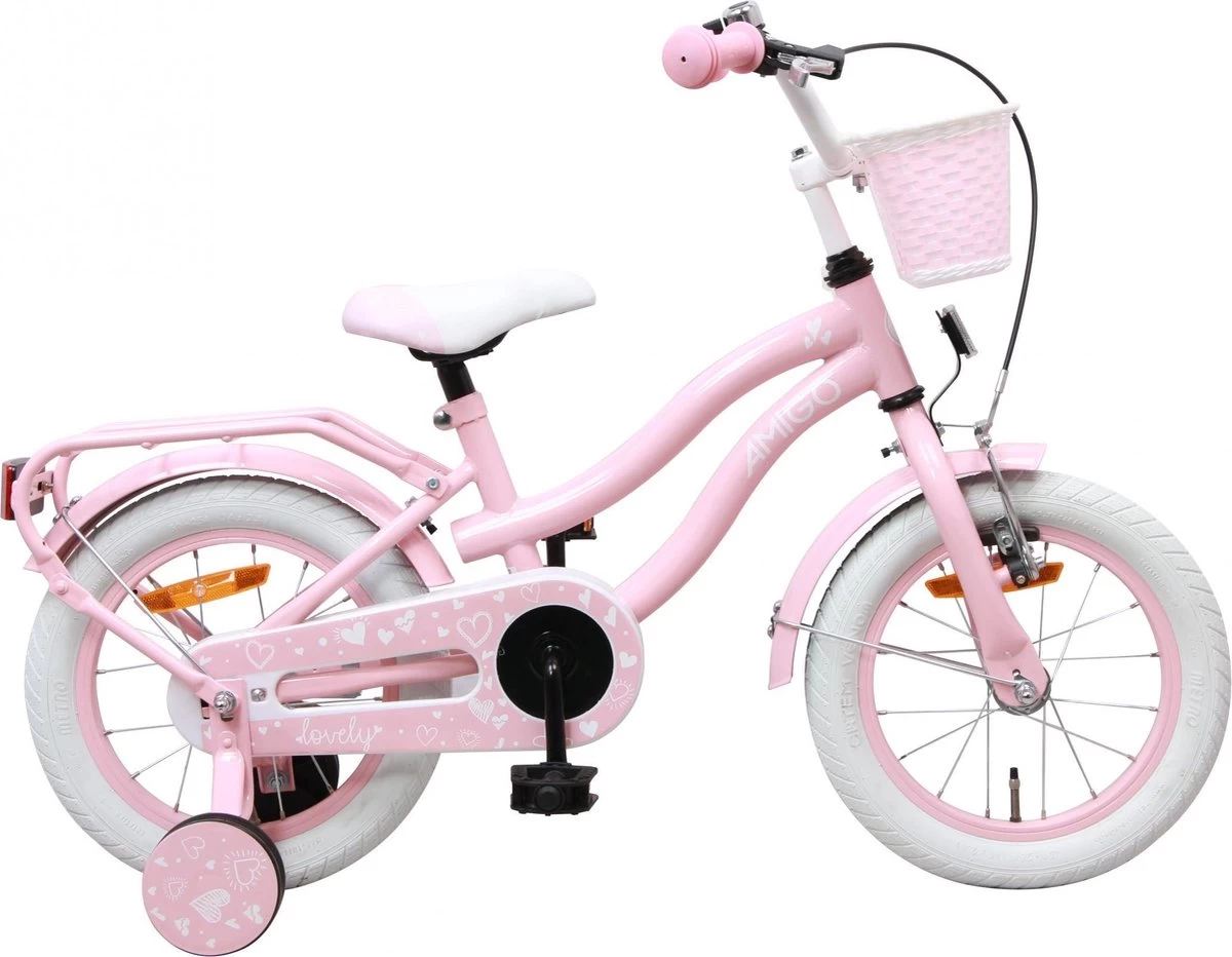 Amigo Lovely Meisjesfiets - Kinderfiets 14 Inch - Roze