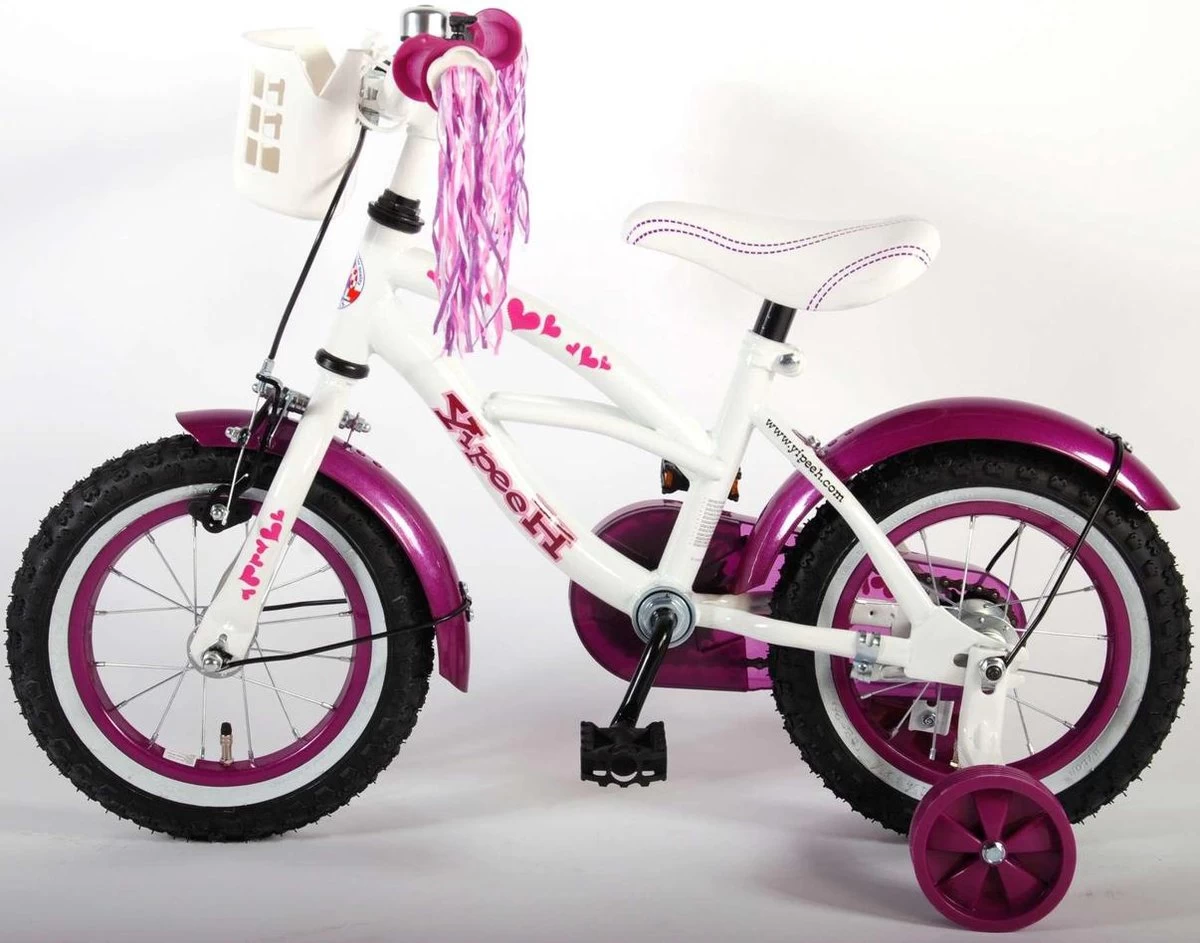 Volare Heart Cruiser Kinderfiets - Meisjes - 12 Inch - Wit Paars - Afbeelding 8