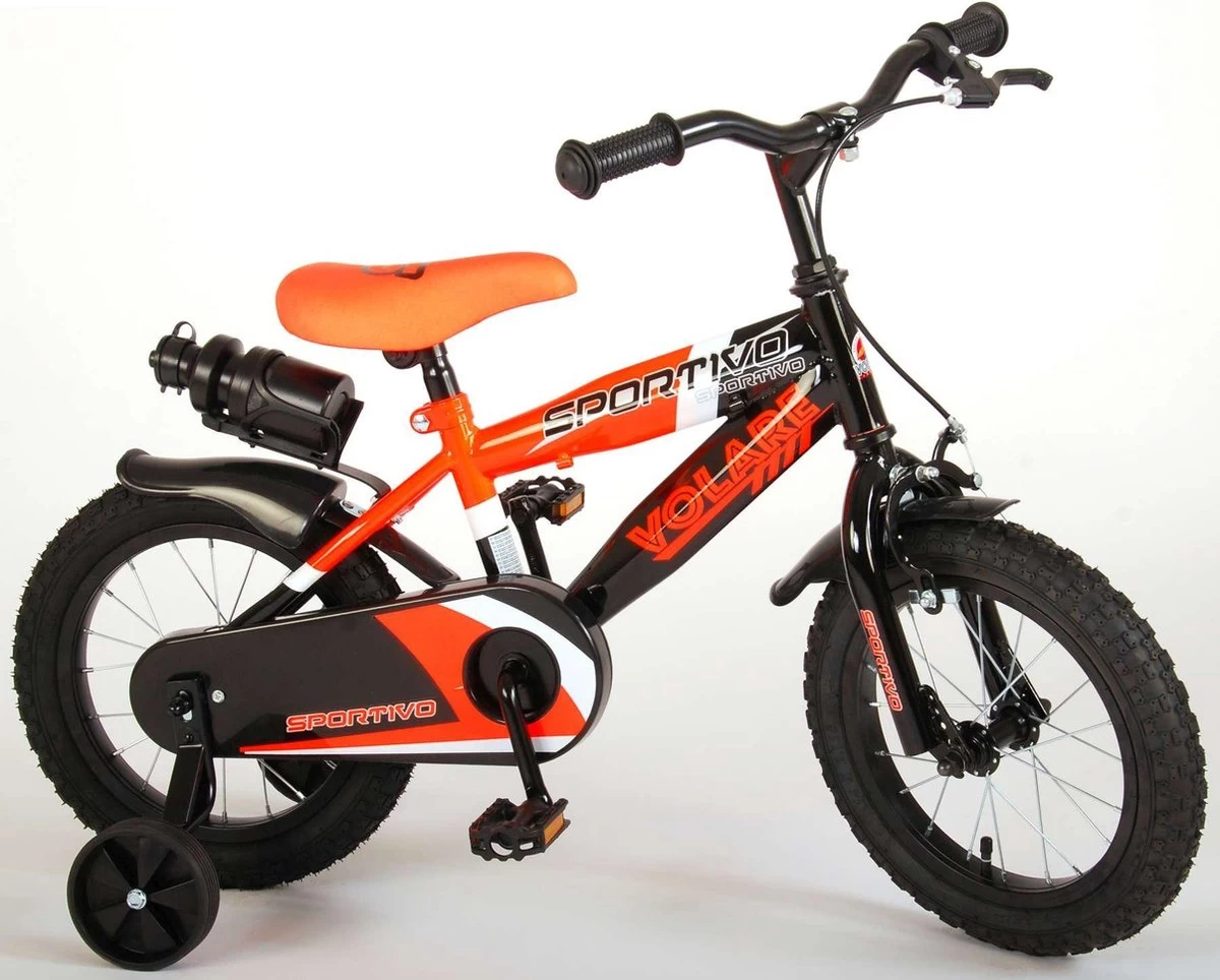 Volare Sportivo Kinderfiets - Jongens - 14 Inch - Neon Oranje/Zwart - 95% Afgemonteerd - Afbeelding 8