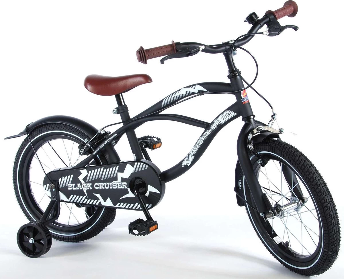 Volare Black Cruiser Kinderfiets - Jongens - 16 Inch - Zwart - 2 Handremmen - Afbeelding 4