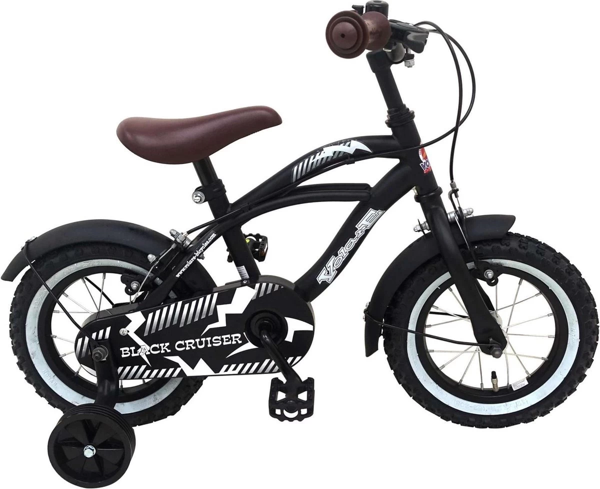 Volare Black Cruiser Kinderfiets - Jongens - 12 Inch - Zwart - 2 Handremmen - Afbeelding 4