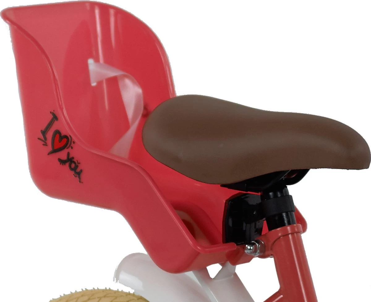 2Cycle Paris Meisjesfiets - 14 Inch - Roze-Wit - Met Poppenzitje - Meisjesfiets - Afbeelding 5