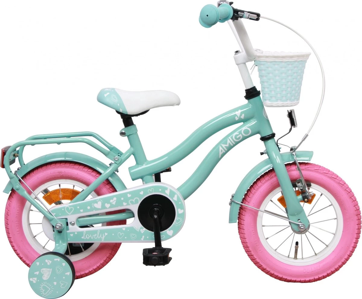Amigo Lovely Meisjesfiets - Kinderfiets 12 Inch - Turquoise - Afbeelding 9