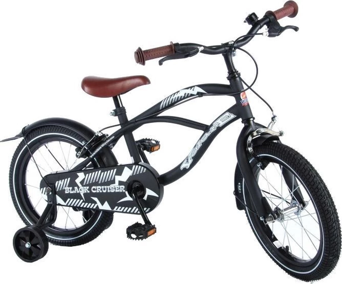 Volare Black Cruiser Kinderfiets - Jongens - 16 Inch - Zwart - 2 Handremmen - Afbeelding 5