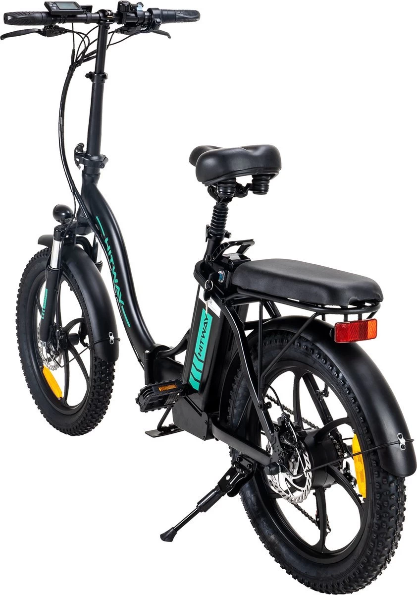 Hitway BK6 Elektrische Fiets | Opvouwbare E-bike | 20 Inch Fat Tire | 350W Motor | 10Ah | Zwart/Groen - Afbeelding 3