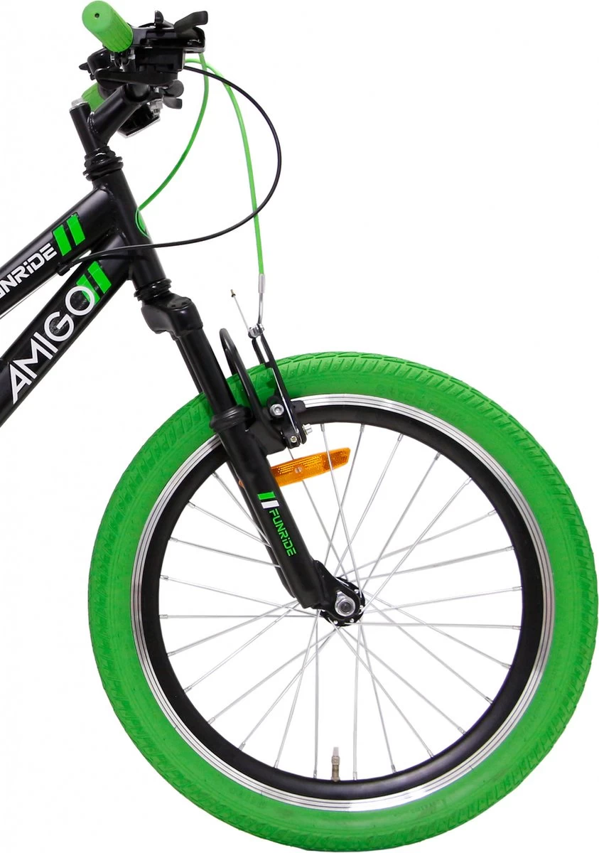 Amigo Fun Ride - Mountainbike 20 Inch - Voor Jongens En Meisjes - Met 7 Versnellingen - Zwart/Groen - Afbeelding 3