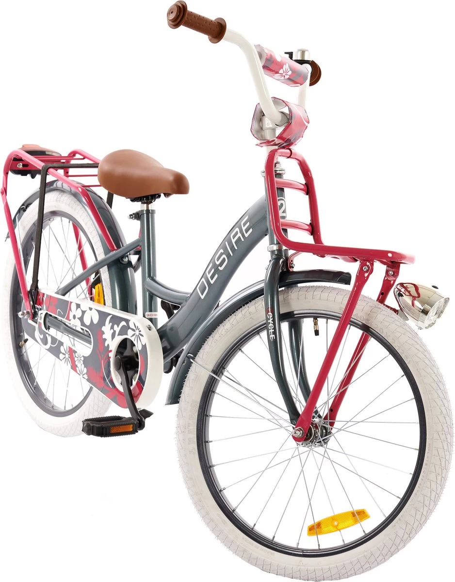 2Cycle Desire Kinderfiets - 20 Inch - Voordrager -Grijs-Roze - Meisjesfiets - Afbeelding 5
